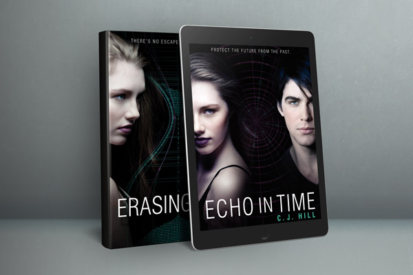 "Echo in Time" and "Erasing Time" by Janette Rallison in hardback and ebook form respectively.