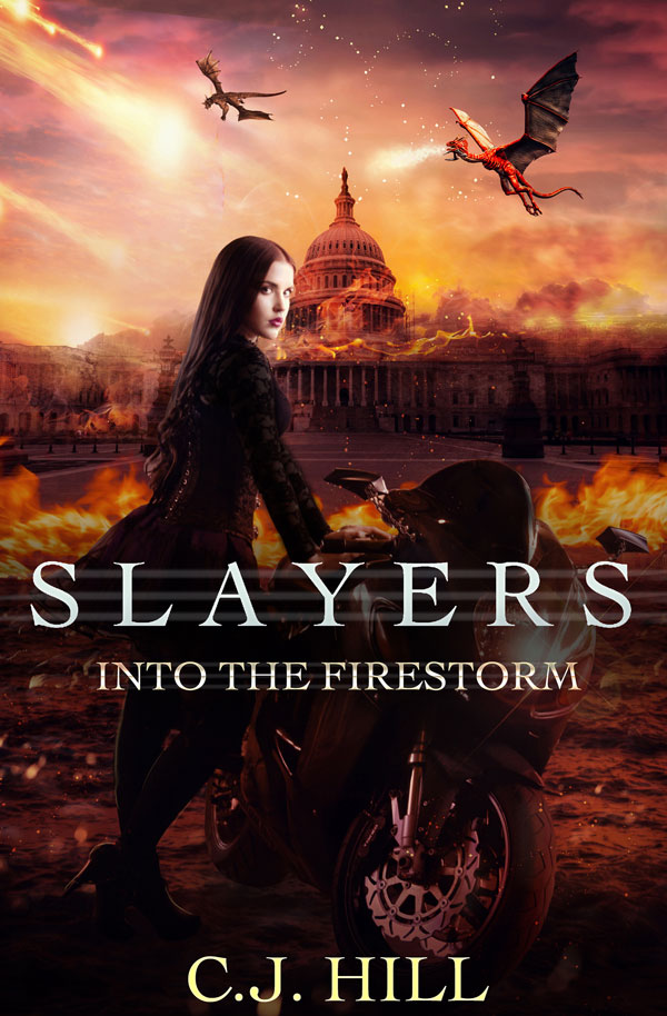 Book cover for "Slayers: Into the Firestorm" by CJ Hill