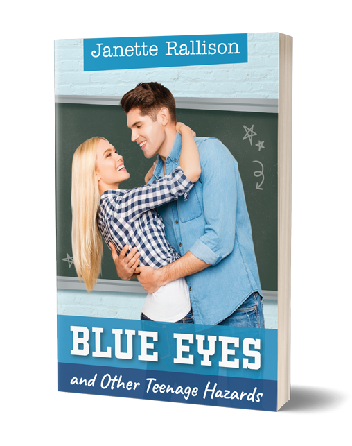 Book cover for "Blue Eyes and Other Teenage Hazards" by Janette Rallison